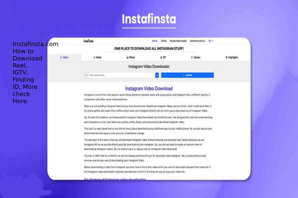 Instafinsta.com How to Download Reel, IGTV, Finding ID, More check Here