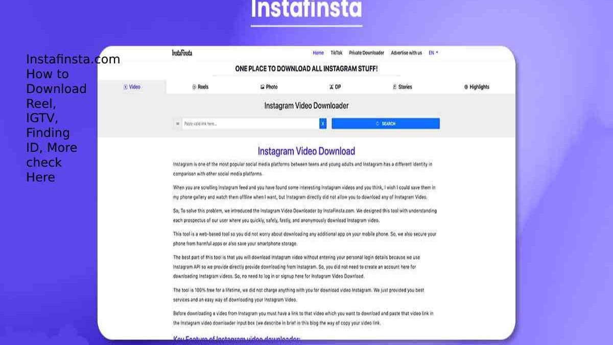 Instafinsta.com How to Download Reel, IGTV, Finding ID, More check Here