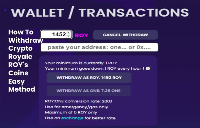 How To Withdraw Crypto Royale ROY's Coins Easy Method