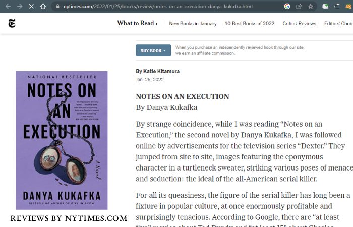 Reviews Of Dany Kukafka Novel Notes On An Execution