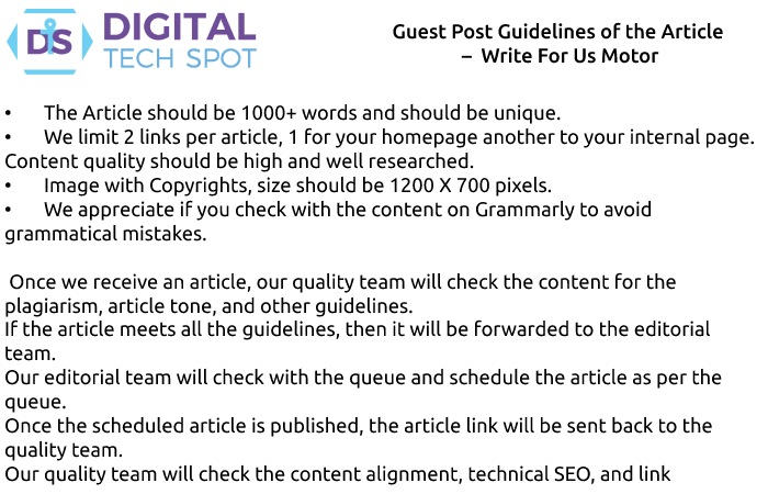 Guest Post Guidelines of the Article –  Write For Us Motor