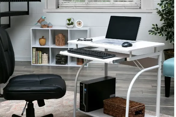 One Space Stanton Computer Desk with Pullout Keyboard Tray Black_