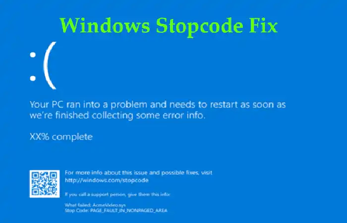 What is the Windows stop code for_ pii_email_ae29c6e5cb9eb0fdb14b